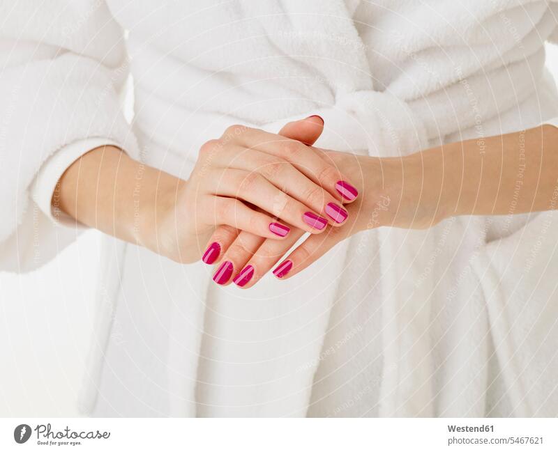 Young woman, hands hands with varnished nails manicure beautiful wellness wellbeing human hand human hands pink magenta fingernail finger nails fingernails