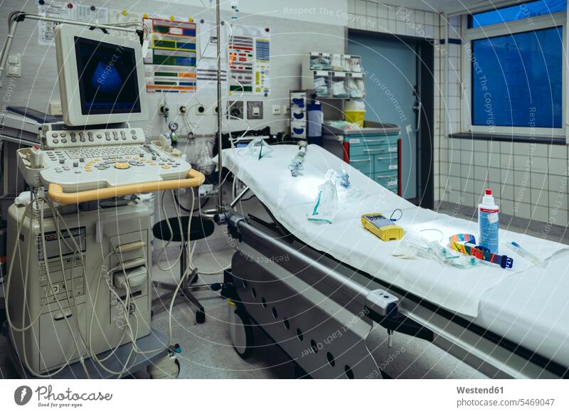 Empty trauma room prepared for Covid 19 patients in hospital emptiness healthy emergencies healthcare Healthcare And Medicines medical medicine clinic hospitals