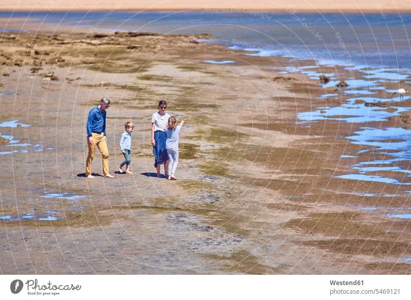 Australia, Adelaide, Onkaparinga River, family walking on the beach together families going beaches people persons human being humans human beings leisure