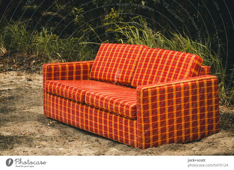 old sofa just put somewhere Sofa Bulk rubbish Waste management Furniture Seating Nature Tropical Bushes Queensland Australia Dispose of Environmental pollution