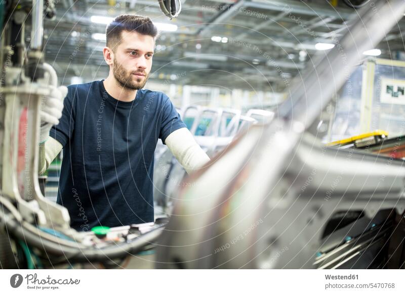 Man working in modern car factory Occupation Work job jobs profession professional occupation blue collar blue collar worker blue-collar worker workers T- Shirt
