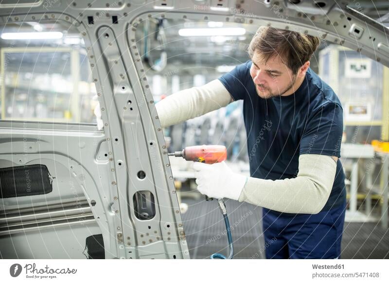 Man working in modern car factory Occupation Work job jobs profession professional occupation blue collar blue collar worker blue-collar worker workers T- Shirt