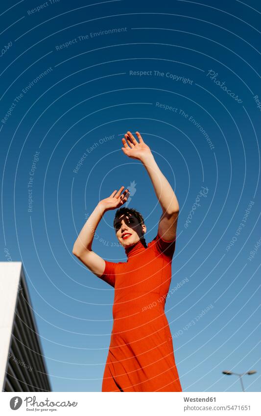Gender fluid man dancing on sunny day color image colour image outdoors location shots outdoor shot outdoor shots daylight shot daylight shots day shots daytime