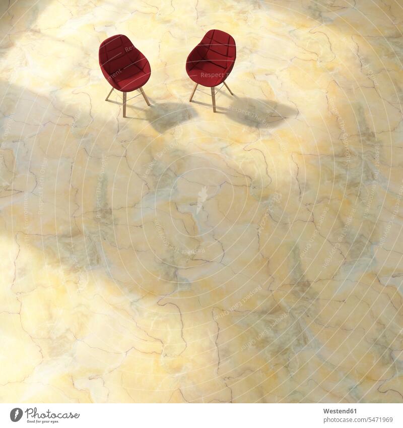 3D rendering, Two chairs on structured floor simplicity Modest simple structures Floor Floors two objects 2 furnishing Furnishings understanding Pair Pairs