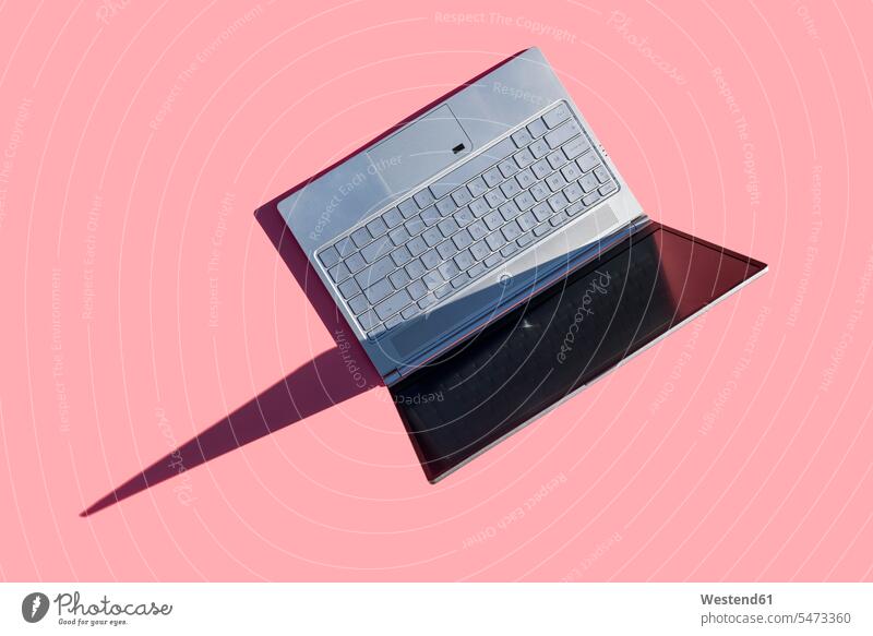 Laptop on pink background mobile Technological technologies open The Internet Wireless Communication Wireless Connection Wireless Technology accessible W-Lan