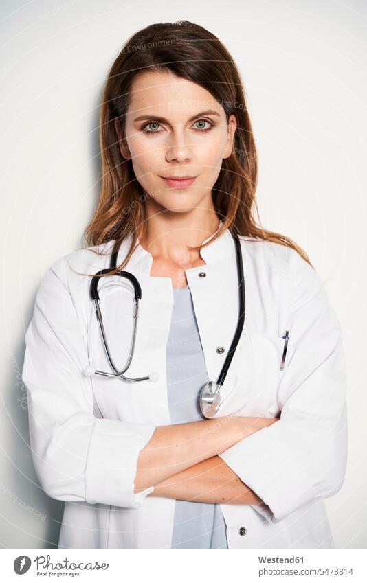 Portrait of confident female doctor with stethoscope human human being human beings humans person persons caucasian appearance caucasian ethnicity european 1