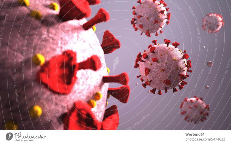 3D rendering of the corona viruses Covid-19 ball balls Spheres shapes rounding roundings 3-d three dimensional Three-Dimensional Three-Dimensional Shape health