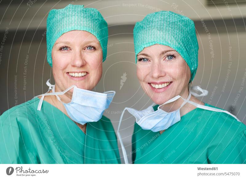 Portrait of two smiling women in scrubs health healthcare and medicine medical Healthcare And Medicines Female Colleague expertise expert knowledge know-how