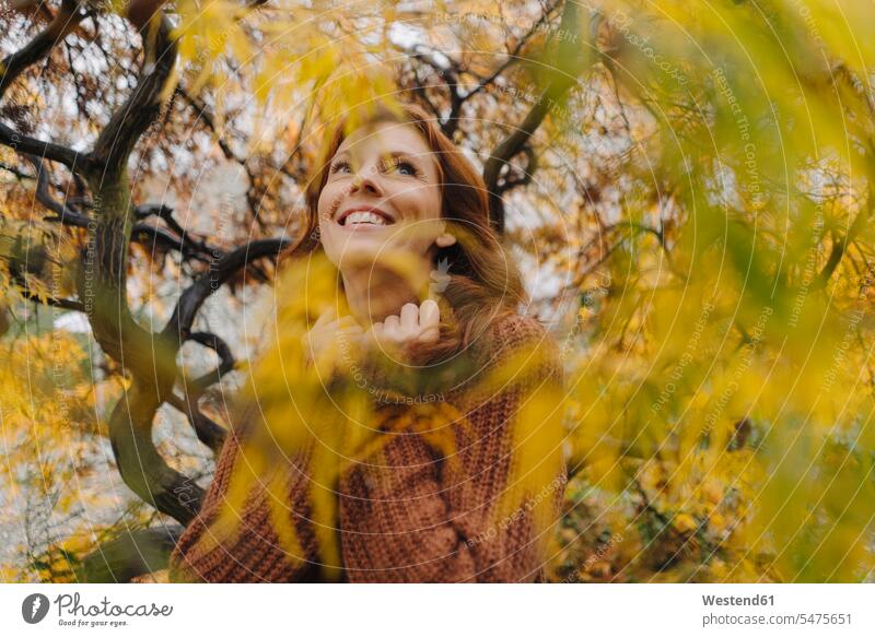 Portrait of a happy woman in autumn human human being human beings humans person persons caucasian appearance caucasian ethnicity european 1 one person only
