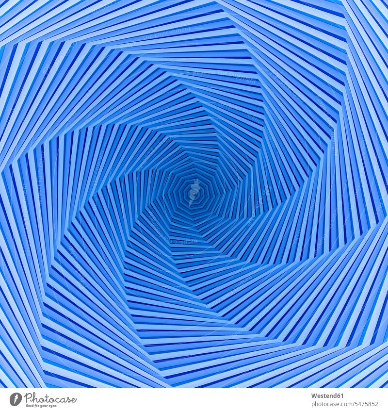 Blue spiral with octogonal center blue pattern patterns centre line lines concept concepts conceptual depth Geometry 3D Rendering 3D-Rendering space goal goals