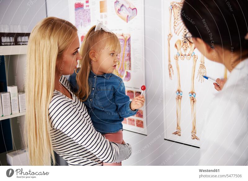 Doctor explaing anatomic diagram to mother with girl in medical practice medical practices Doctors Office Doctor's Office mommy mothers ma mummy mama females
