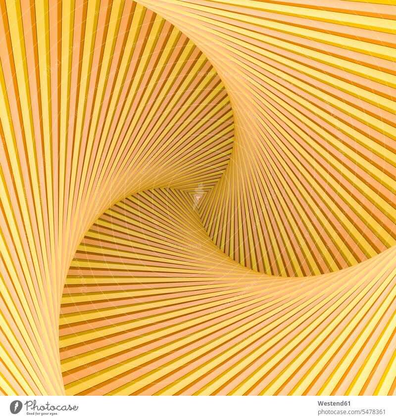 Yellow spiral with triangular center yellow Helix Double Helix pattern patterns centre line lines concept concepts conceptual depth Geometry 3D Rendering