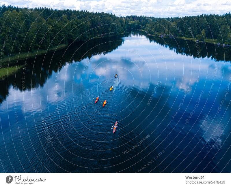 Aerial view of people kayaking in Vuoksi river outdoors location shots outdoor shot outdoor shots day daylight shot daylight shots day shots daytime aerial view