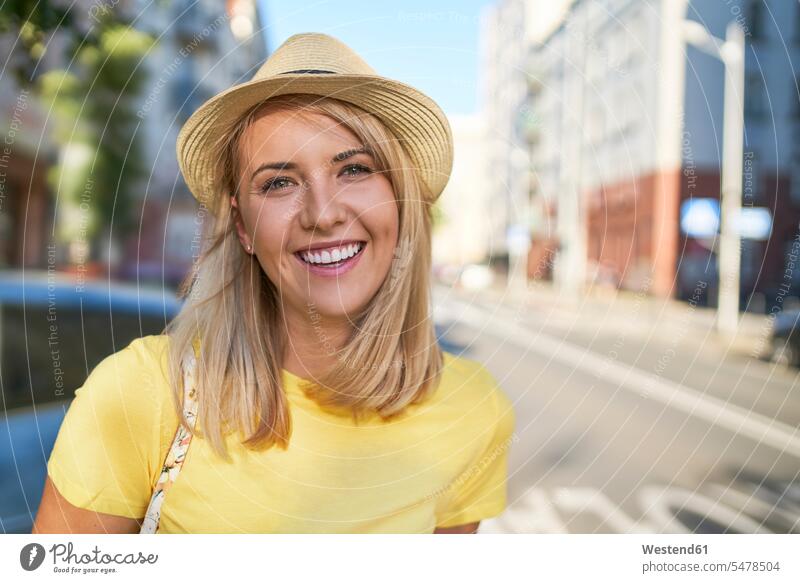 Portrait of happy young woman in the city human human being human beings humans person persons caucasian appearance caucasian ethnicity european 1