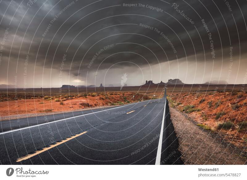 USA, Utah, Empty road to Monument Valley Empty Road Empty Roads streets roads United States United States of America transportation nature natural world