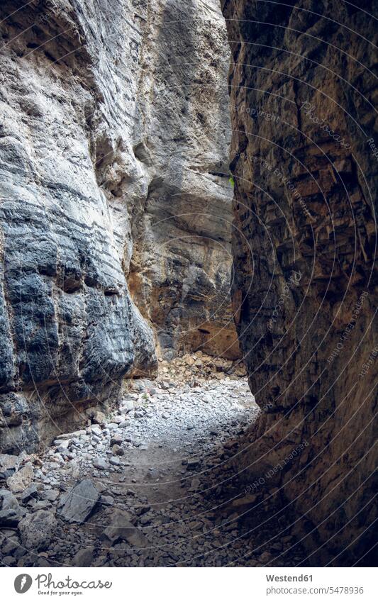 Narrow path of rock mountain at Imbros Gorge, Crete, Greece color image colour image outdoors location shots outdoor shot outdoor shots day daylight shot
