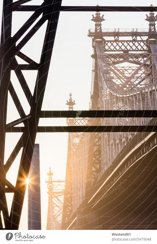 USA, New York, New York City, Ed Koch Queensboro Bridge at sunrise bridge bridges transportation suspension bridge outdoors location shots outdoor shot
