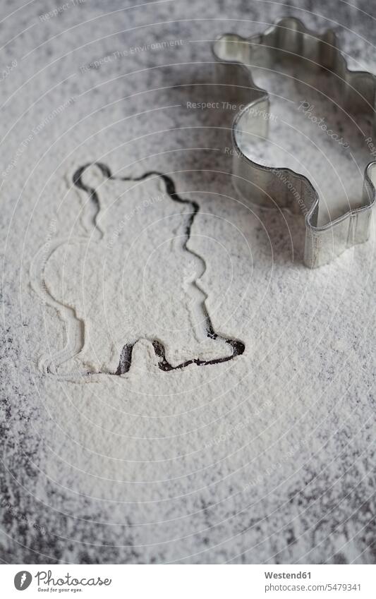 Silhouette of a Christmas cookies cutter in powdered sugar single object 1 one copy space traditional culture silhouette silhouettes male likeness