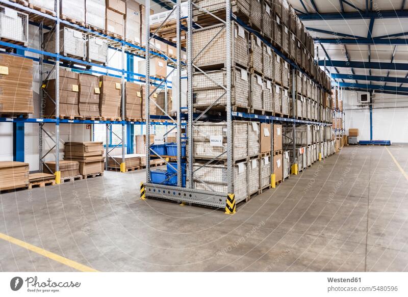 Shelves in storehouse in German coompany storage warehouse dumps stock company firm logistics factory Success successful production fabrication productions