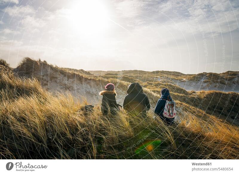 Denmark, Henne Strand, People hiking in dune landscape Tranquility quietness trekking walker walkers Stroll recreation relaxing Recreational