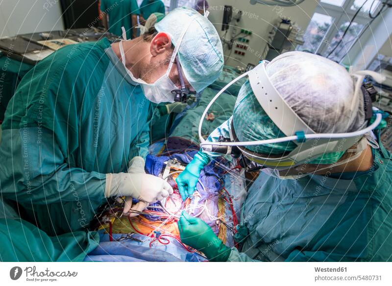 Heart surgeons during a heart valve operation doctor physicians doctors surgery surgeries operating healthcare and medicine medical Healthcare And Medicines