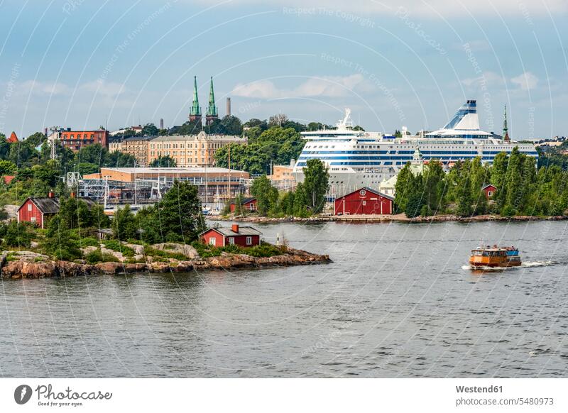 Finland, Helsinki, West Harbour, ferry and cruise liner Travel destination Destination Travel destinations Destinations nobody landmark sight place of interest