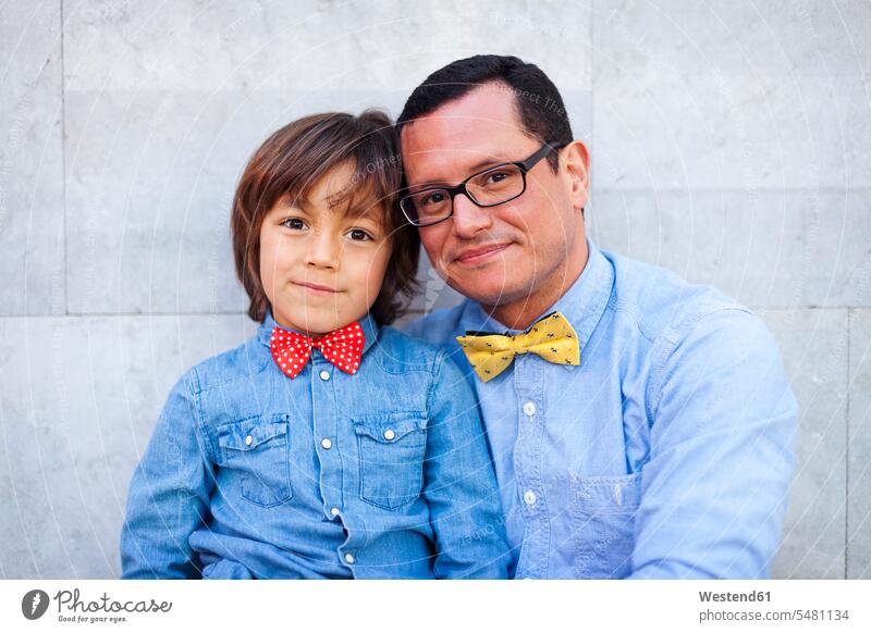 Father and son wearing bow ties, portrait caucasian caucasian ethnicity caucasian appearance european Spain day daylight shot daylight shots day shots daytime