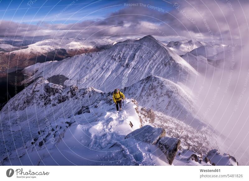 Scotland, Glencoe, Beinn a'Bheithir, mountaineering in winter journey travelling Journeys voyage Climbing Mountain mountain climbing climber alpinists climbers