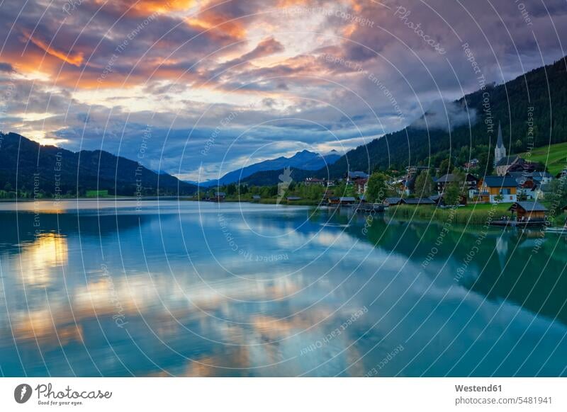 Austria, Carinthia, Techendorf at Lake Weissensee atmosphere atmospheric mood moody Atmospheric Mood Vibe Idyllic Romantic Sky water reflection
