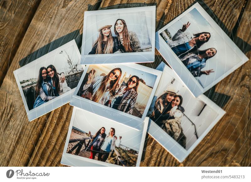 Six instant photos of two best friends photograph photographs image images picture pictures woman females women Adults grown-ups grownups adult people persons