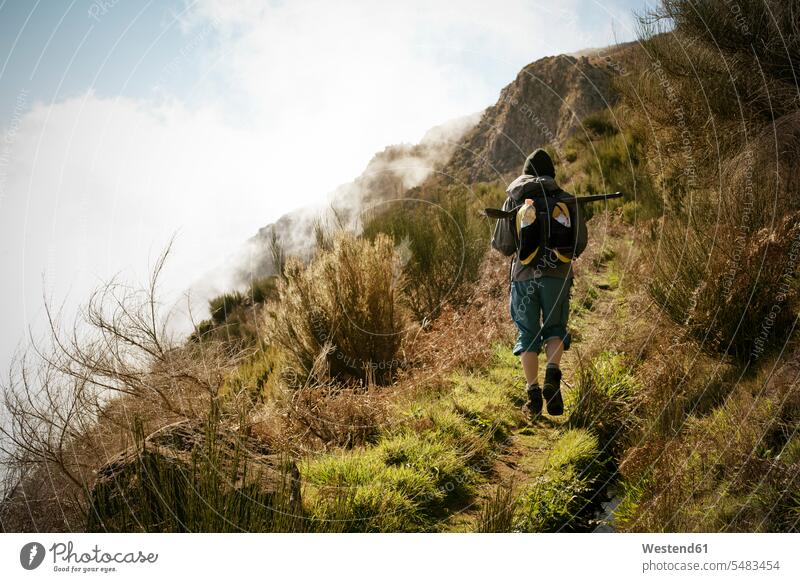 Portugal, Madeira, man on hiking trip along the Levadas caucasian caucasian ethnicity caucasian appearance european one person 1 one person only only one person