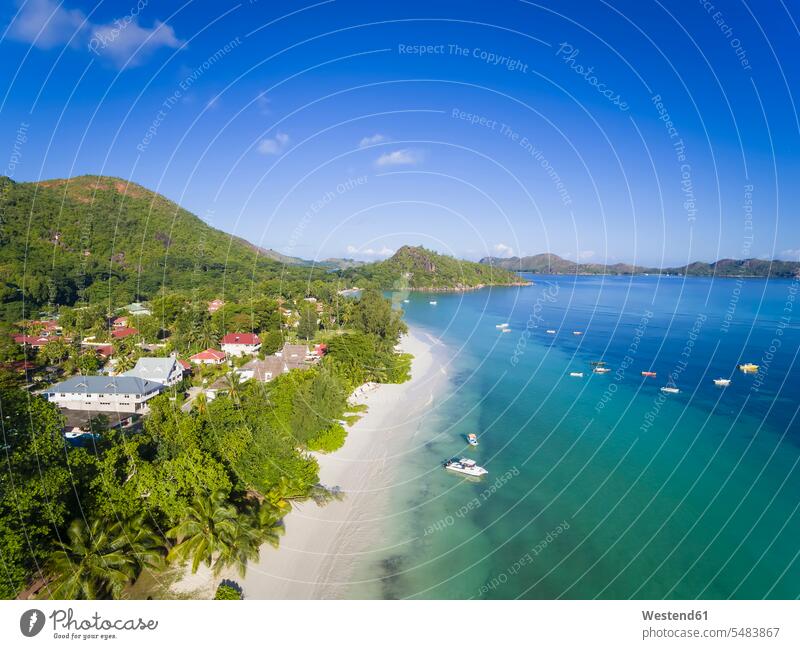 Seychelles, Praslin, Anse Volbert and Curieuse Island, aerial view sea ocean beach beaches sandy beach sandy beaches Travel destination Destination
