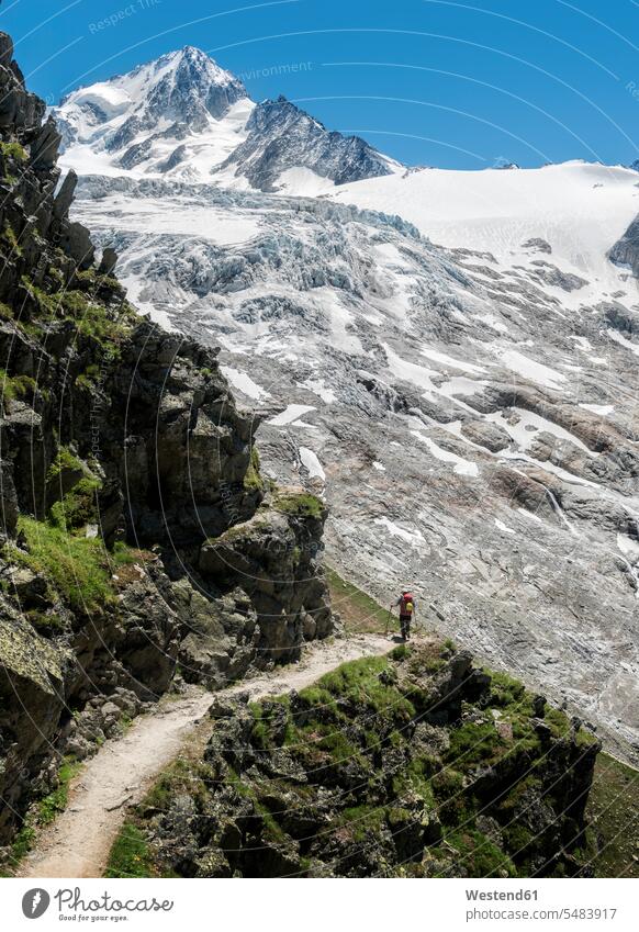 France, Chamonix, Mountaineers at Le Tour hiker wanderers hikers Alps the Alps hiking snow nature natural world trekking mountaineering Climbing Mountain