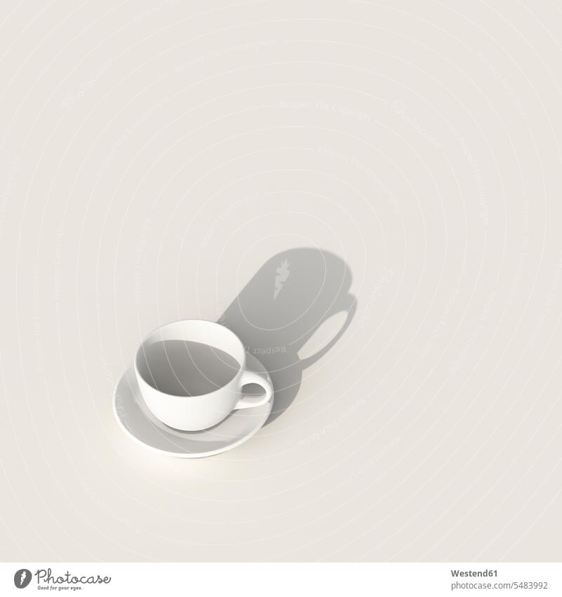 Empty coffee cups on white background, 3D Rendering Light hospitality service service industry attendance elevated view High Angle View High Angle Shot
