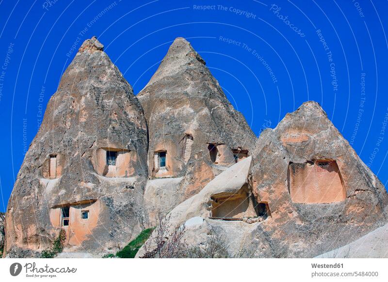 Turkey, Cappadocia, Goereme, view to cliff dwellings rock formation Rock Formations Travel destination Destination Travel destinations Destinations rocks day
