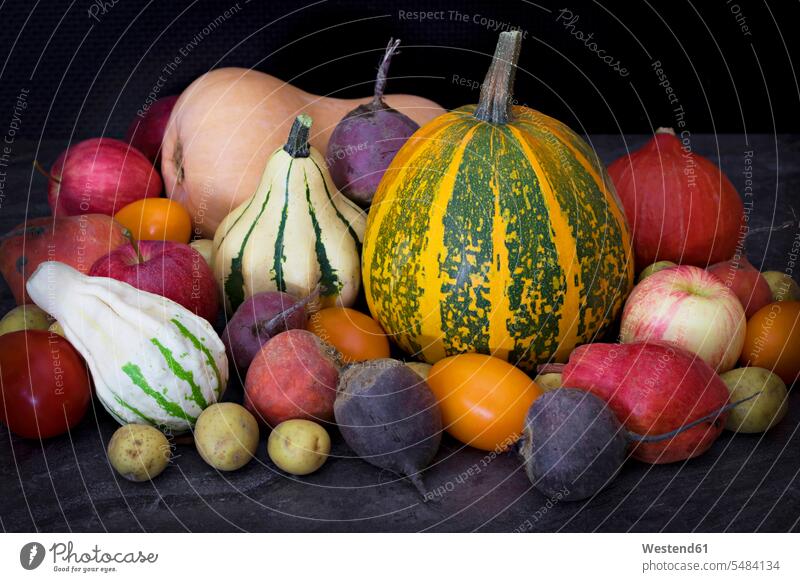 Various colorful vegetables food and drink Nutrition Alimentation Food and Drinks harvest festival Thanksgiving abundance Plentiful yellow tomato