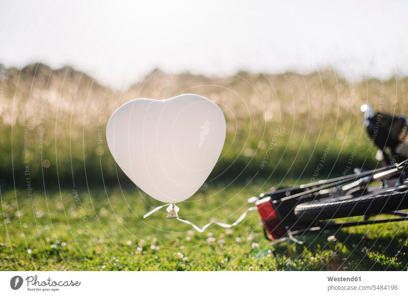 Bicycle and white balloon Travel Love loving balloons heart hearts heart shapes positive heart-shape love heart loveheart heart shaped parked break lying