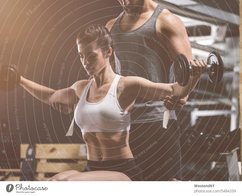 Fitness, couple in gym athlete Sportspeople Sportsman Sportsperson athletes Sportsmen sport sports two people 2 2 persons 2 people two persons indoors
