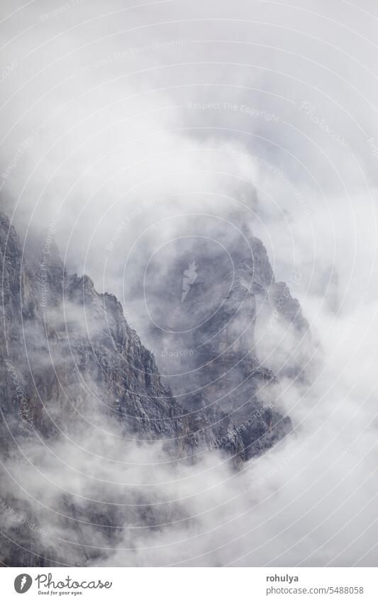 mountains in dramatic clouds rock peak Zugspitze fog cloudscape storm weather rain shower thunderstorm view scenic scenery landscape nature outdoors outside