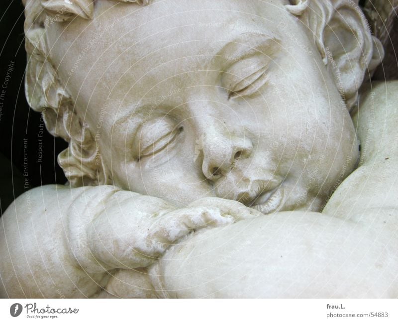 putto Fat Childlike Sleep Hand Portrait photograph Closed Baby Dream Toddler Peace Angel Stone Mouth Tongue Face Curl Arm Ear Eyes Kitsch Overweight
