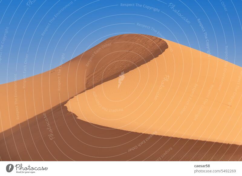 Picturesque dunes in the Erg Chebbi desert, part of the African Sahara landscape arid dry sand pile hill ridge shade light wave curve abstract beautiful outdoor