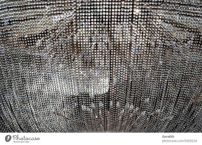 abstract background fragment of classic vintage chandelier art bright bulb ceiling closeup color crystal decor decoration decorative design detail detailed