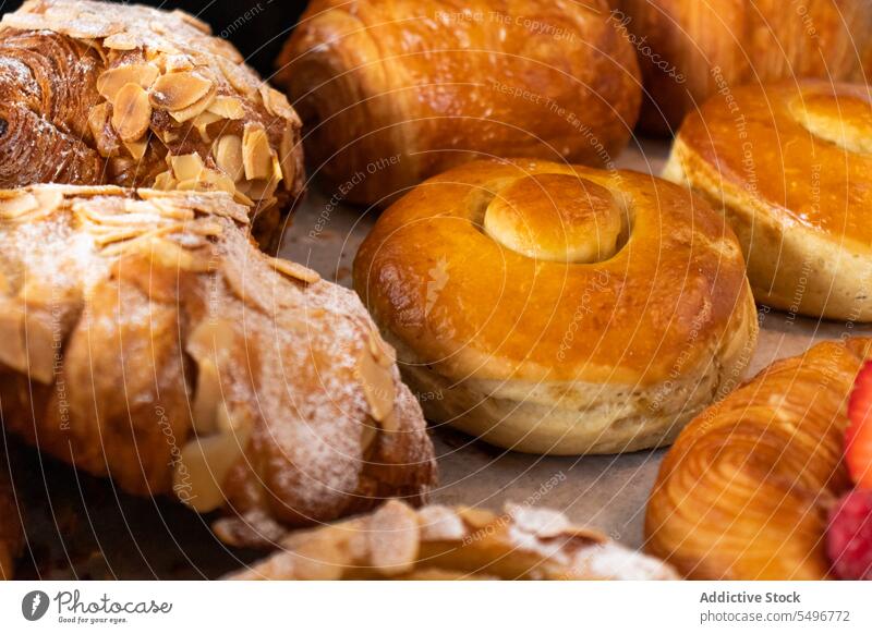 Various pastries on table pastry bakery croissant cake baked delicious assorted food dessert tasty sweet yummy patisserie gourmet fresh appetizing confectionery