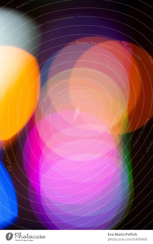 colorful light reflections Orange-red Yellow Blue variegated Festive Background picture background Glittering Lighting Dark Evening Contrast blur night Colour