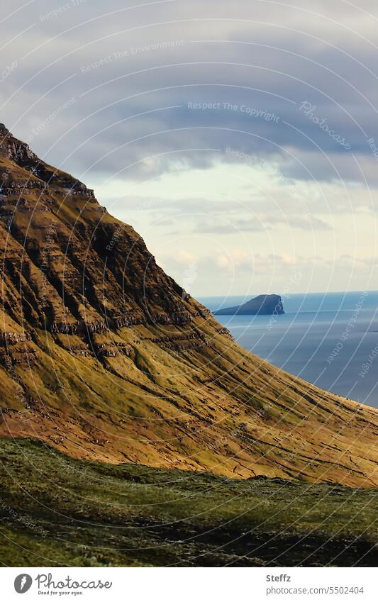 View of the North Atlantic from the Faroe Island of Streymoy färöer Atlantic Ocean Faroe Islands Sheep Islands Norðadalsskarð Viewpoint ocean Rock ancient