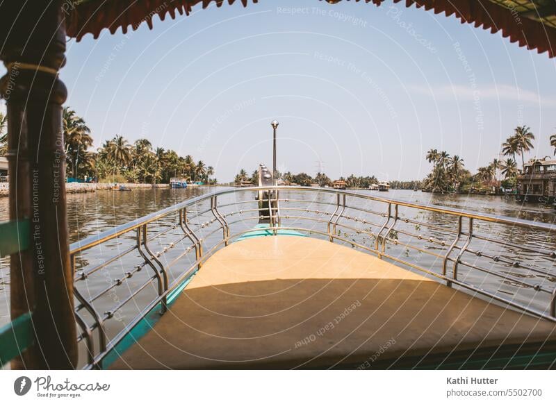 The bow of a boat in the backwaters of Alappuzha Boating trip Watercraft Vacation & Travel Trip Ocean Colour photo Adventure Tourism Far-off places Summer