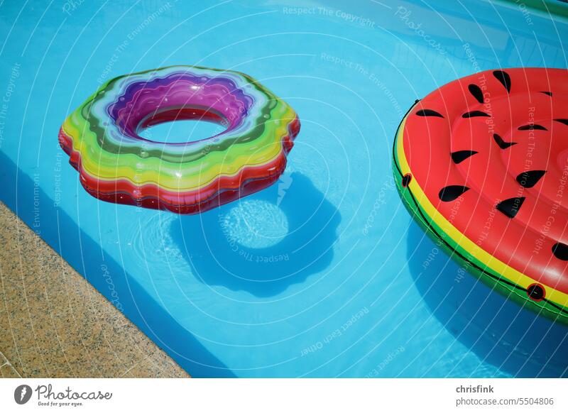 Floating hoop in swimming pool Swimminpool swimming pools Basin be afloat Water Bathroom Swimming pool Tire Floating tyres Summer Relaxation Swimming & Bathing