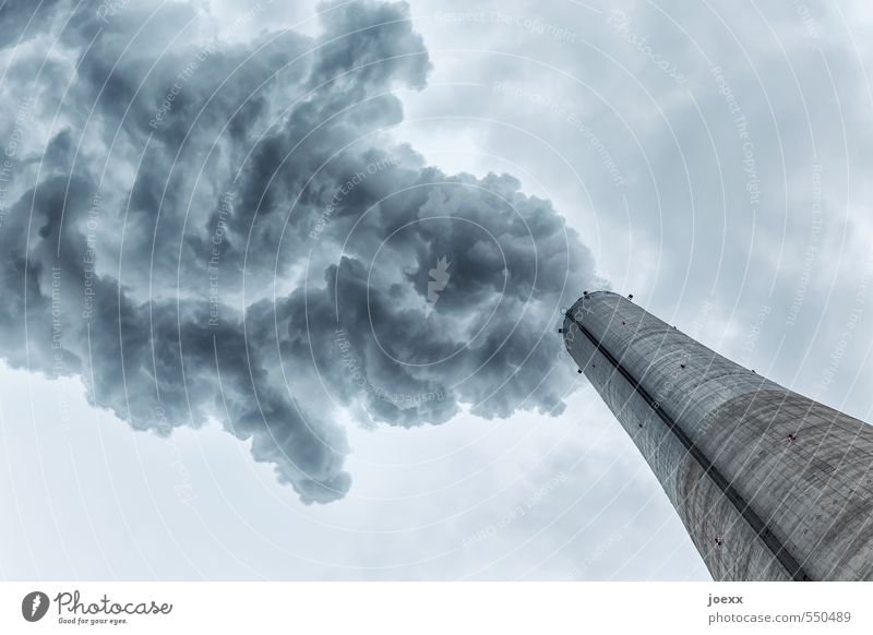 smoke development Environment Air Sky Clouds Climate Bad weather Chimney Threat Fat Dark Large Gloomy Blue Gray Apocalyptic sentiment Environmental pollution