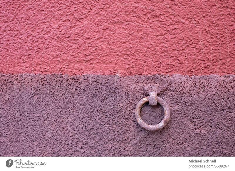 Nose ring on the wall of the house Fastening Leash Ring Colour photo Wall (building) house wall secure sb./sth. Wall (barrier) Facade Gloomy Old Subdued colour