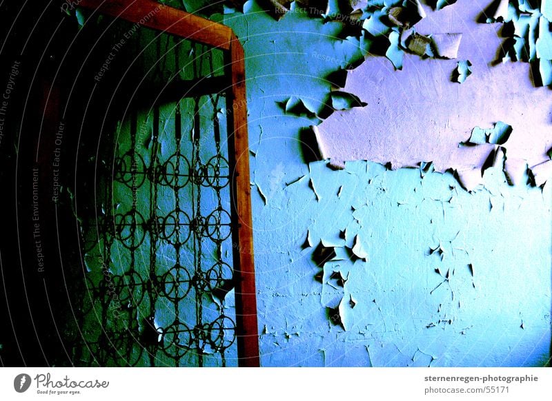 turquoise Wallpaper Destruction Devastated Time Transience Derelict Decline Broken Air mattress Old